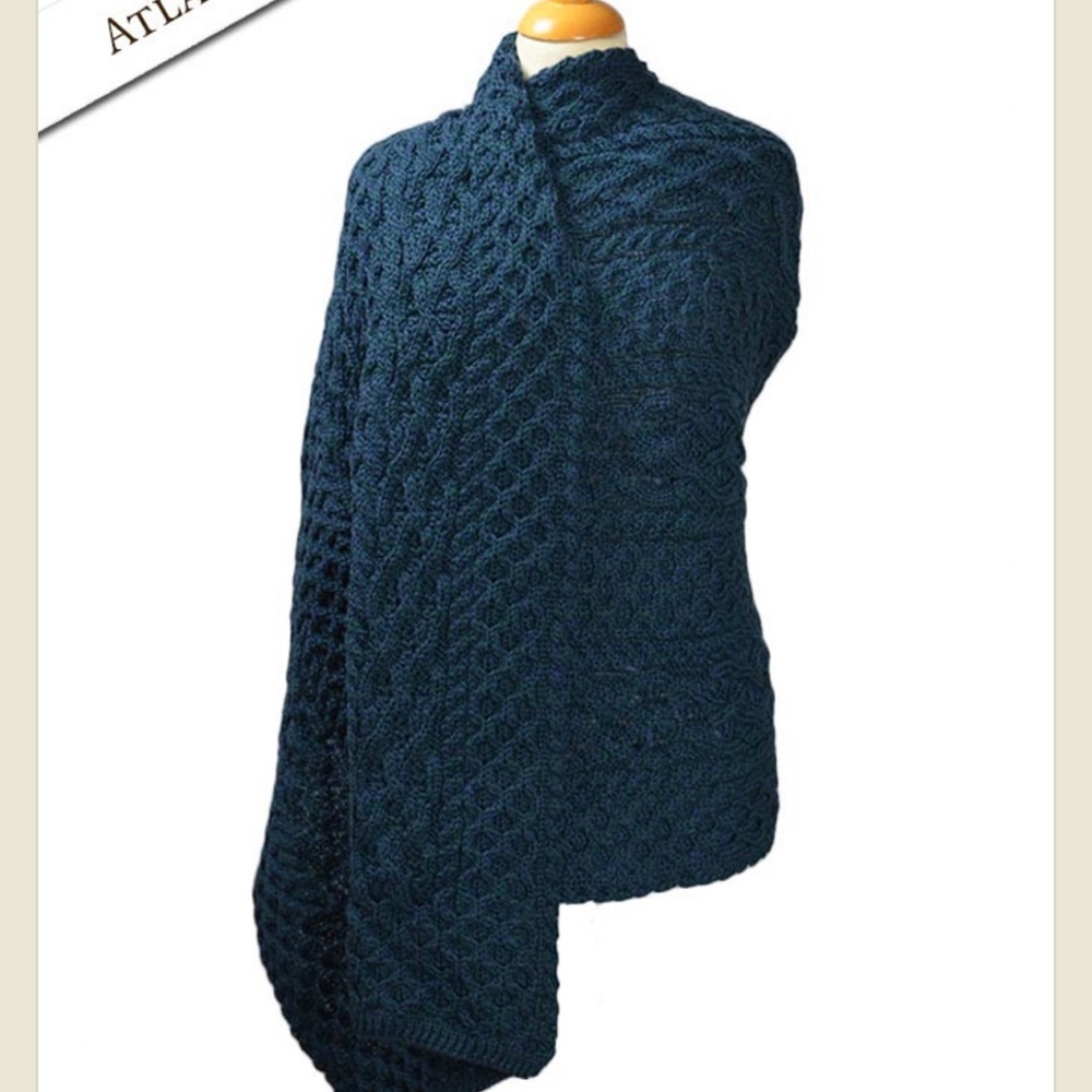 Aran Cable Wrap Atlantic Teal Blue